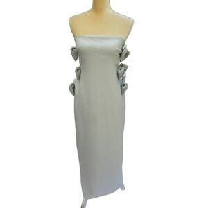 Nwt ZARA Pale Blue Strapless w/ Side Satin Bows Party Formal Midi Dress Size M
